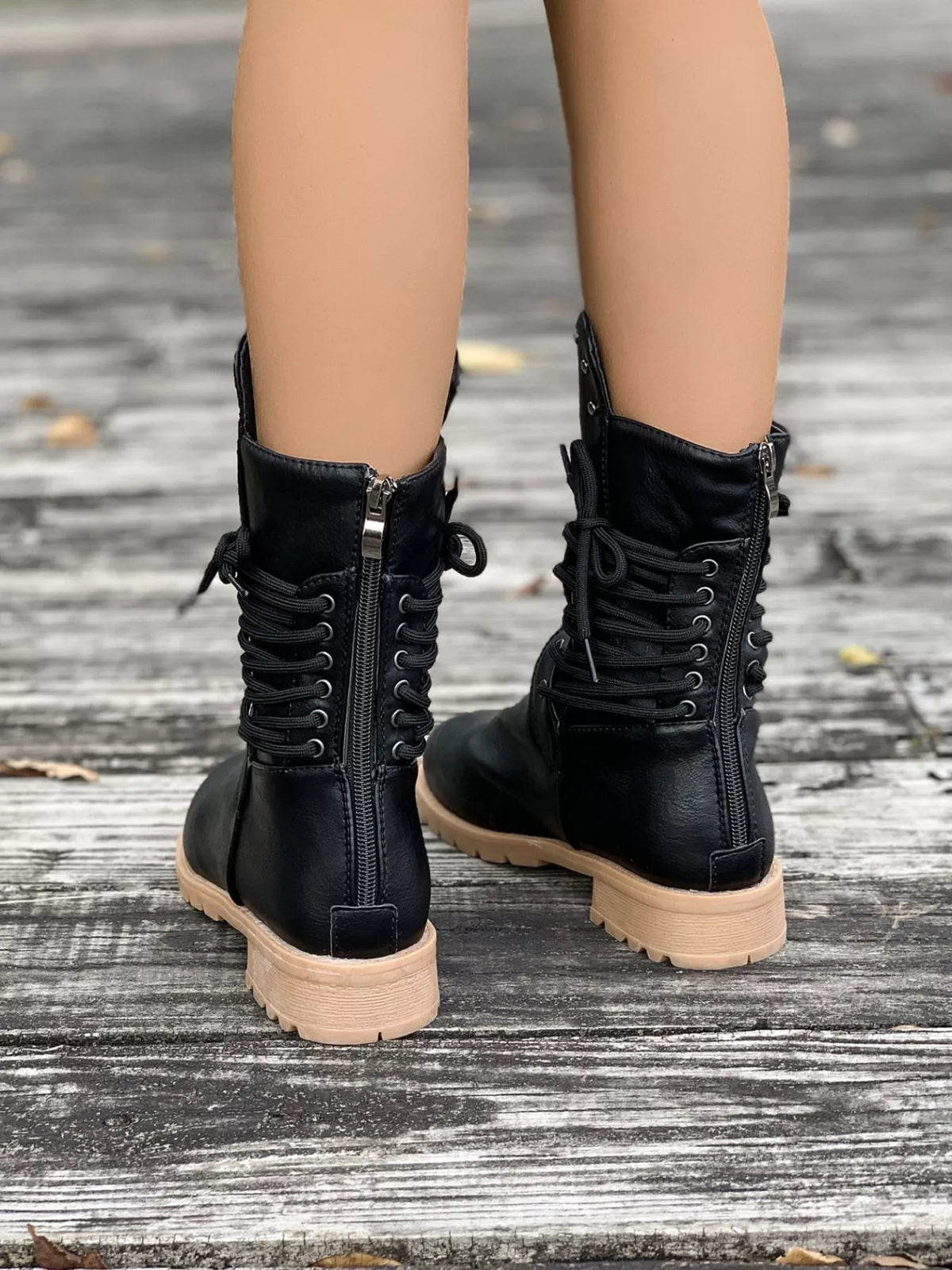 Ruby | Rugged Lace-Up Brown Boots with Studded Ankle Detail