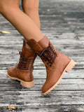 Ruby | Rugged Lace-Up Brown Boots with Studded Ankle Detail