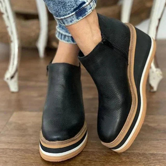 Sophie | Effortless Slip On Wedge Ankle Brown Boots