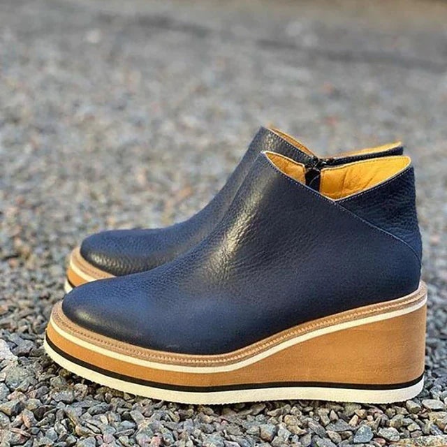 Sophie | Effortless Slip On Wedge Ankle Brown Boots