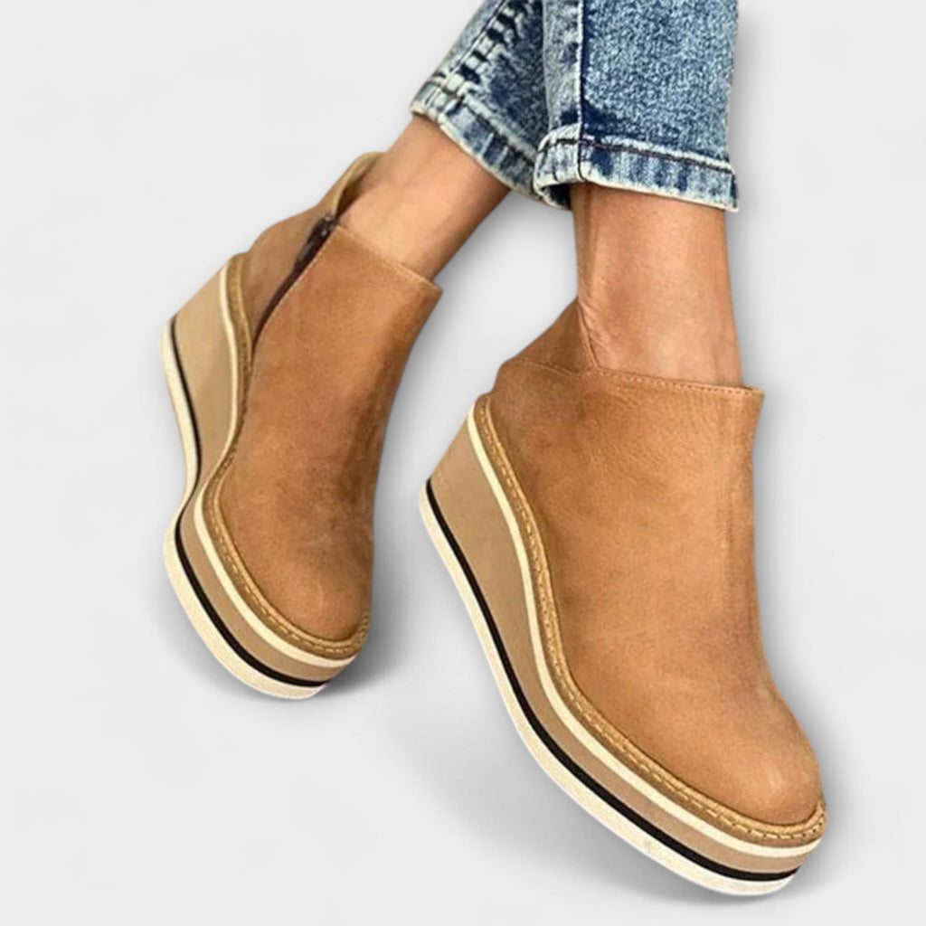 Sophie | Effortless Slip On Wedge Ankle Brown Boots