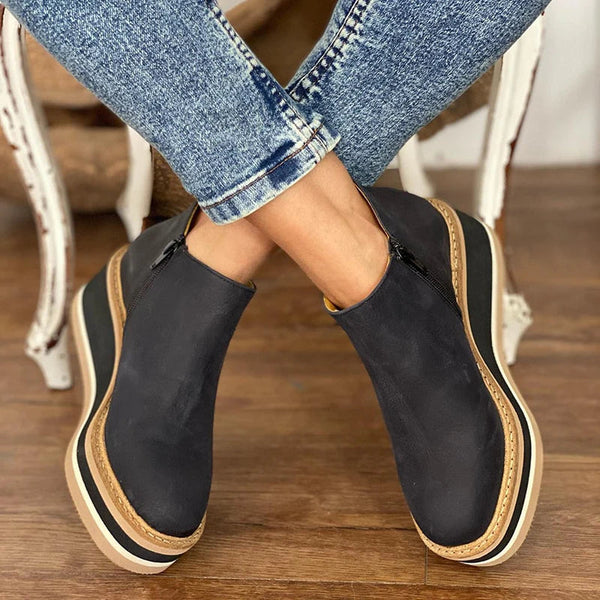 Sophie | Effortless Slip On Wedge Ankle Brown Boots