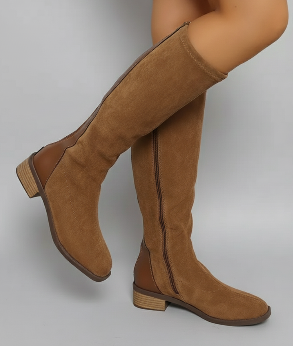 Sophie | Classic Knee High Brown Boots with Block Heel