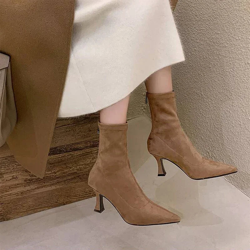 Sophie | Elegant Pointed Toe Heeled Brown Boots