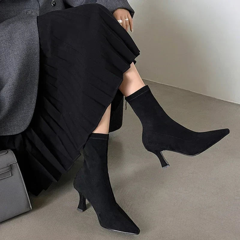 Sophie | Elegant Pointed Toe Heeled Brown Boots
