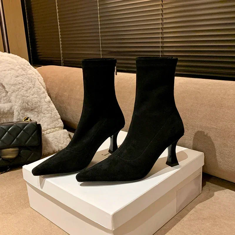Sophie | Elegant Pointed Toe Heeled Brown Boots