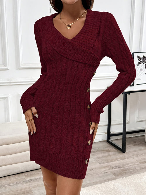 Ada | Graceful Cable Knit Mini Jumper Dress