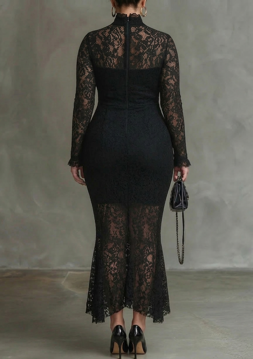 Ada | High-Neck Lace Fishtail Christmas Party Dress