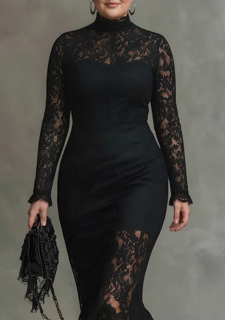 Ada | High-Neck Lace Fishtail Christmas Party Dress