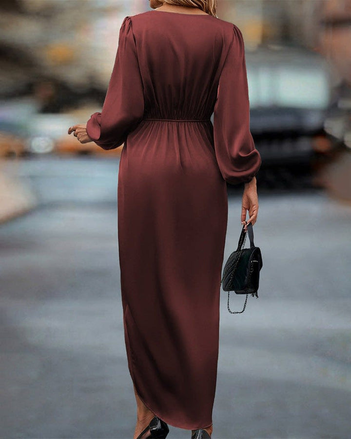 Ada | Sophisticated Wrap Front Satin-Look Party Dress for Women