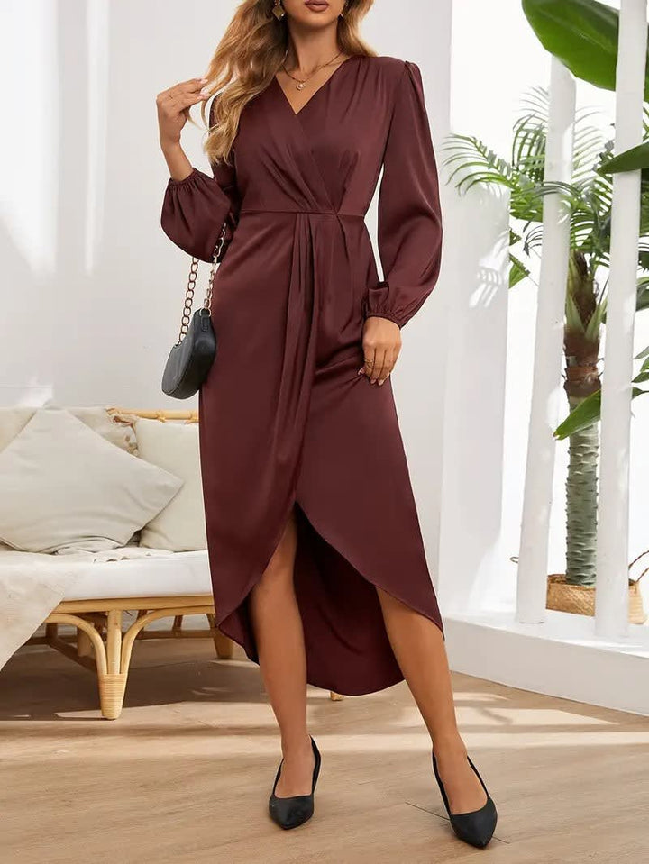 Ada | Sophisticated Wrap Front Satin-Look Party Dress for Women