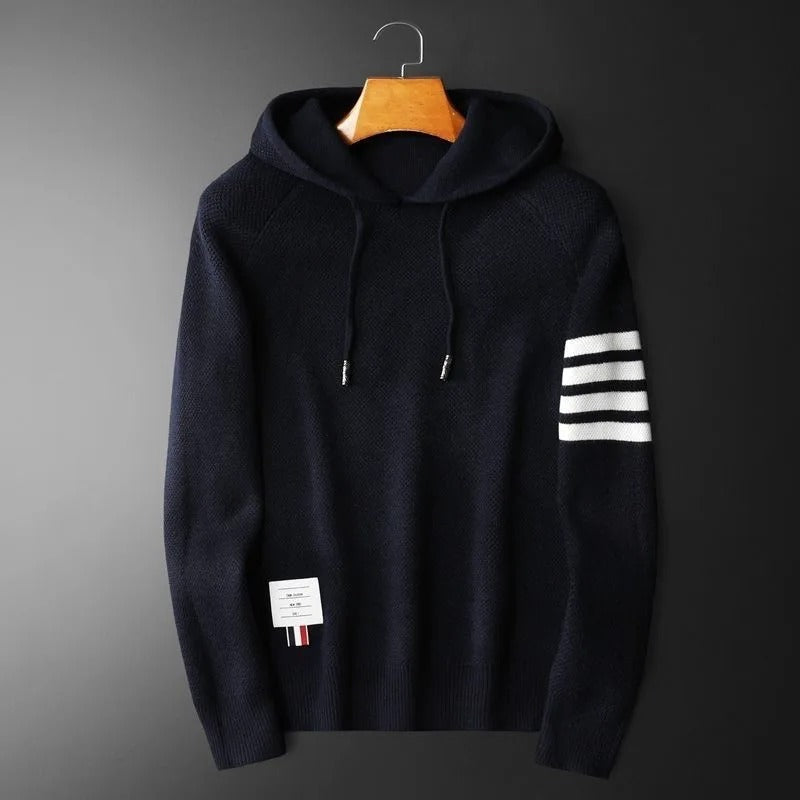 Alexander | Knitted Striped Sleeve Mens Hoodie