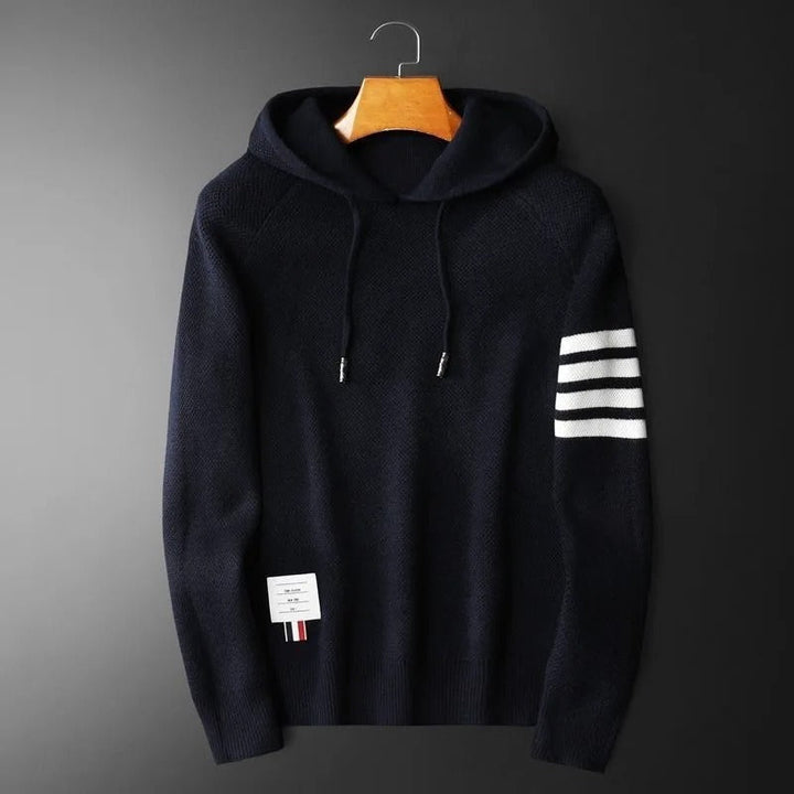 Alexander | Knitted Striped Sleeve Mens Hoodie