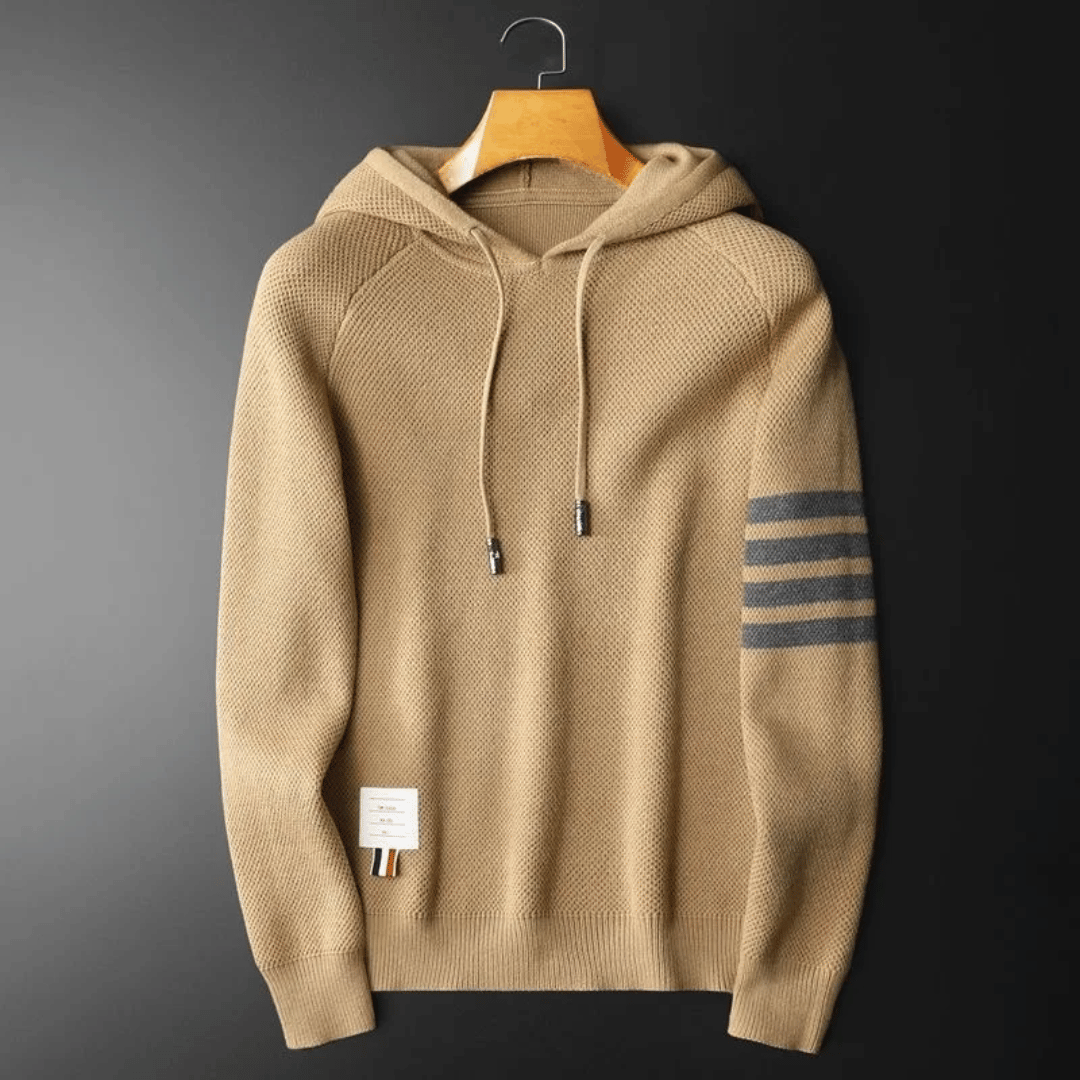 Alexander | Knitted Striped Sleeve Mens Hoodie
