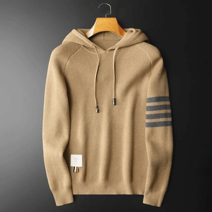 Alexander | Knitted Striped Sleeve Mens Hoodie