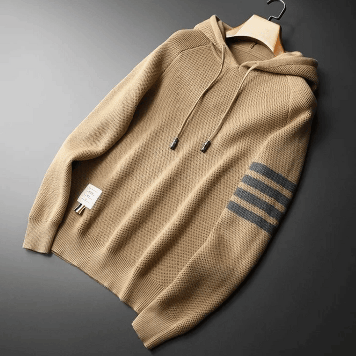 Alexander | Knitted Striped Sleeve Mens Hoodie