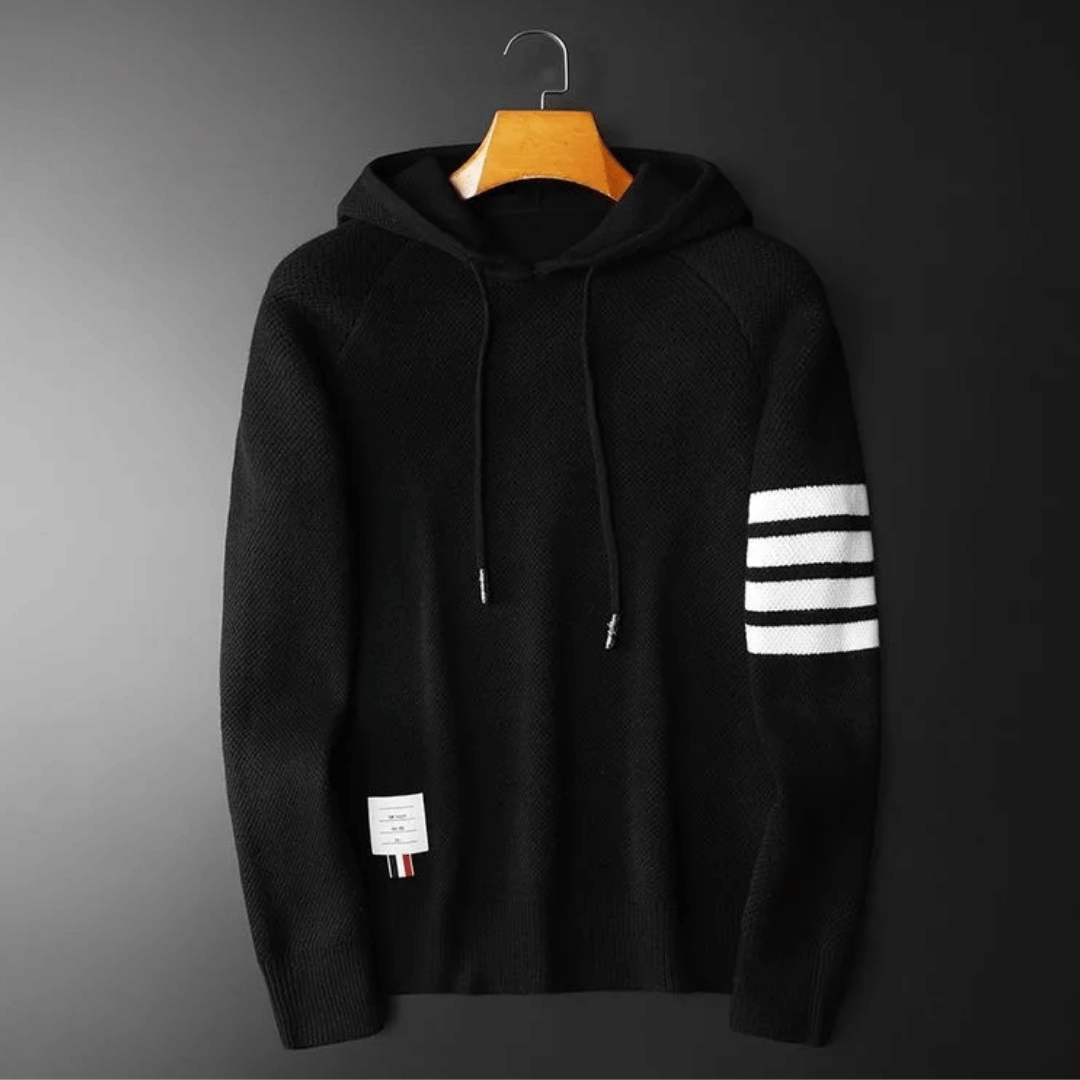 Alexander | Knitted Striped Sleeve Mens Hoodie