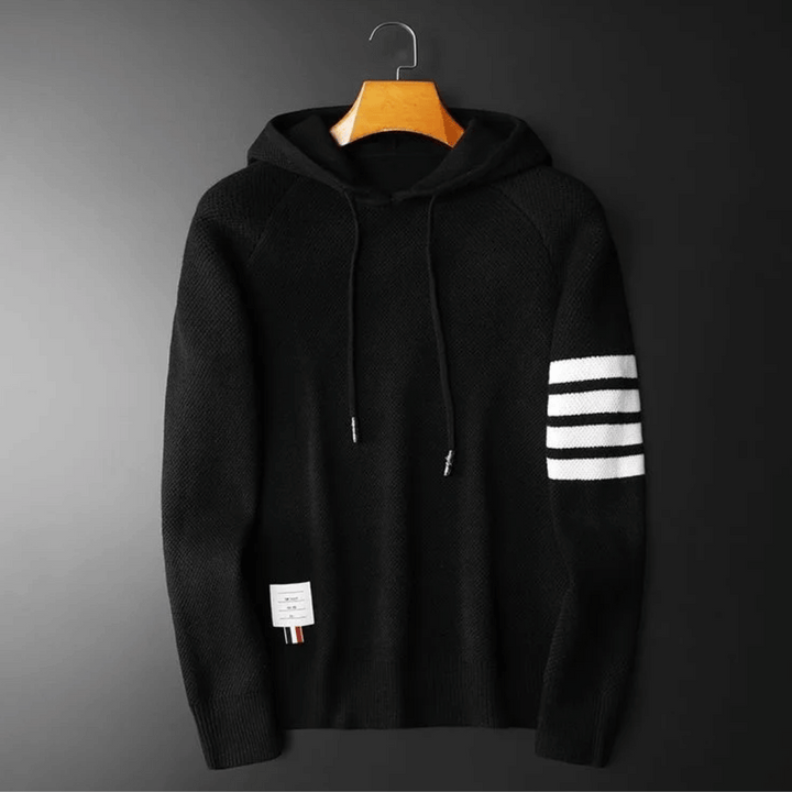 Alexander | Knitted Striped Sleeve Mens Hoodie