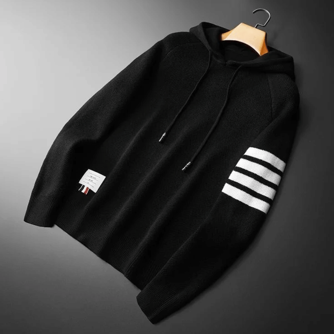 Alexander | Knitted Striped Sleeve Mens Hoodie