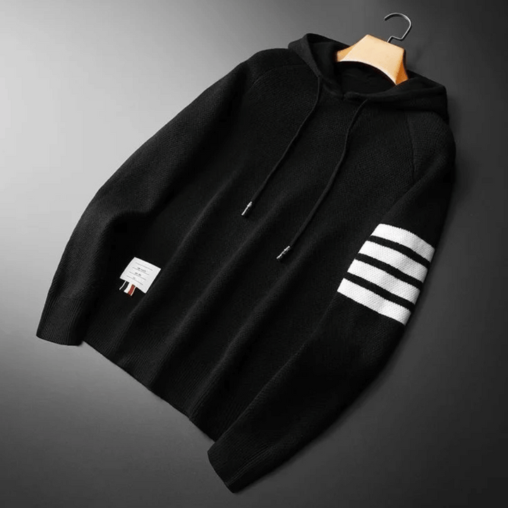 Alexander | Knitted Striped Sleeve Mens Hoodie