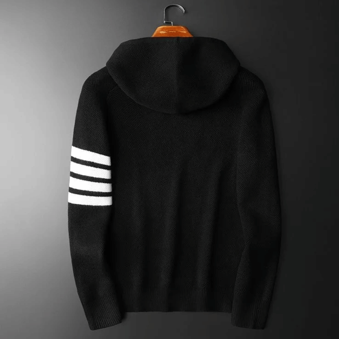 Alexander | Knitted Striped Sleeve Mens Hoodie