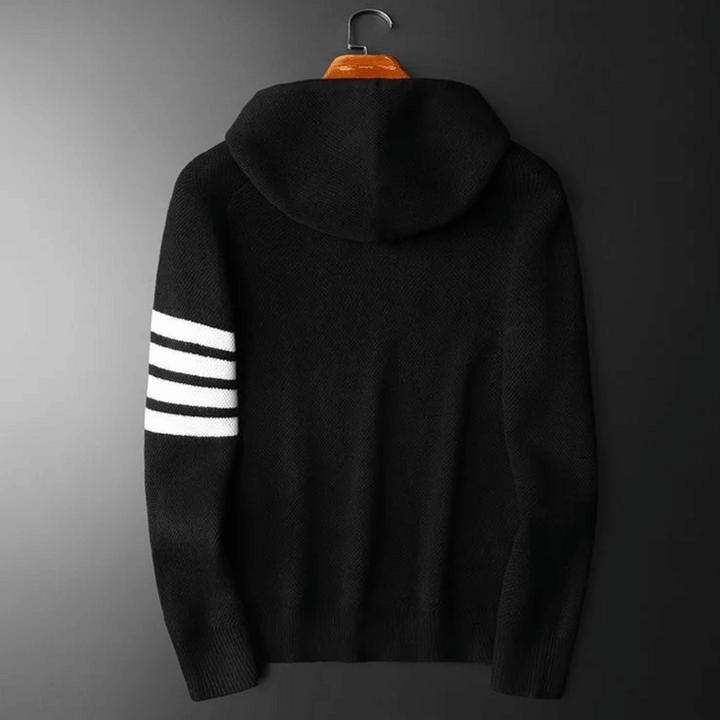 Alexander | Knitted Striped Sleeve Mens Hoodie