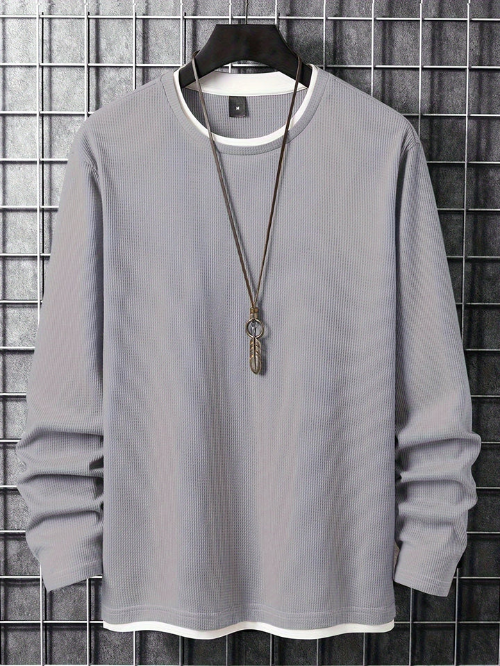 Alfie | Refined Waffle Knit Crew Neck Mens Sweatshirt