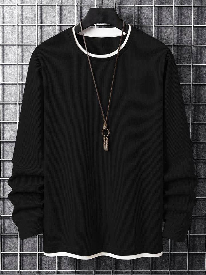Alfie | Refined Waffle Knit Crew Neck Mens Sweatshirt