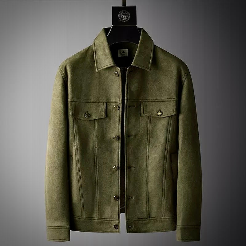 Alfred | Retro Button Front Mens Suede Jacket