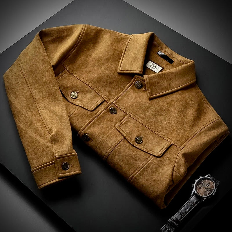 Alfred | Retro Button Front Mens Suede Jacket