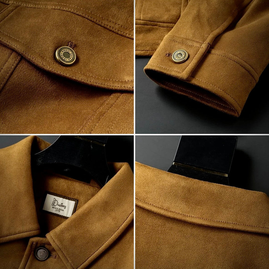 Alfred | Retro Button Front Mens Suede Jacket