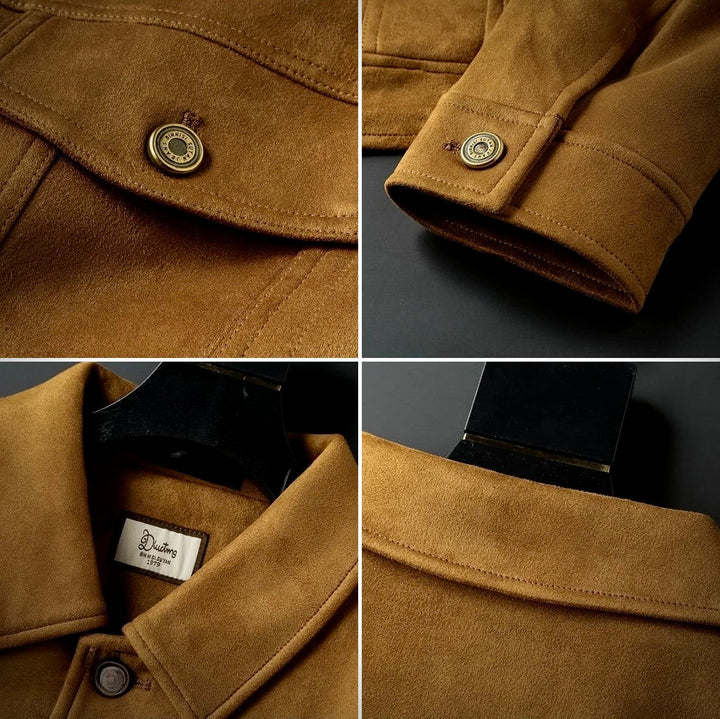 Alfred | Retro Button Front Mens Suede Jacket