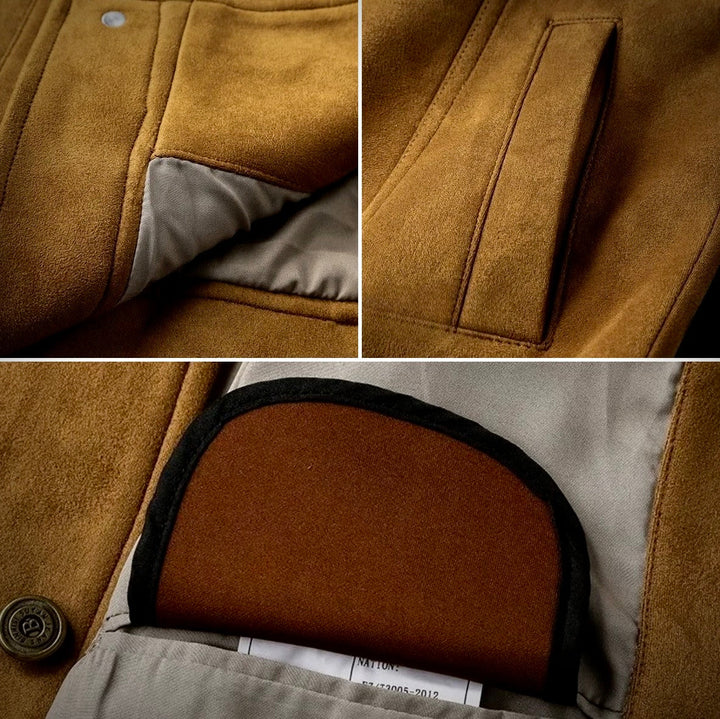 Alfred | Retro Button Front Mens Suede Jacket