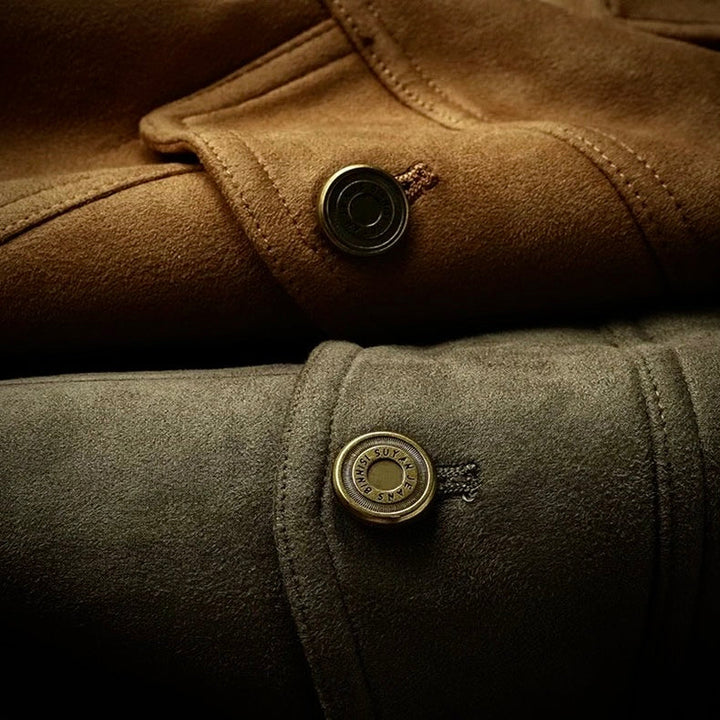 Alfred | Retro Button Front Mens Suede Jacket