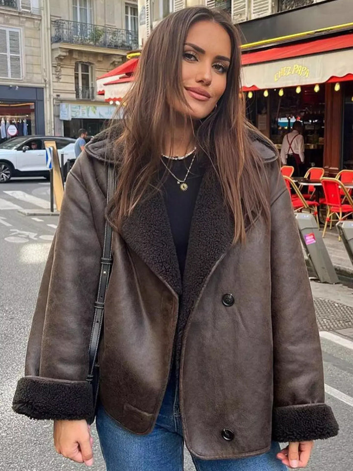 Amelia | Classic Oversized Shearling Fur Coats for Women