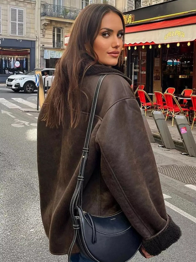 Amelia | Classic Oversized Shearling Fur Coats for Women