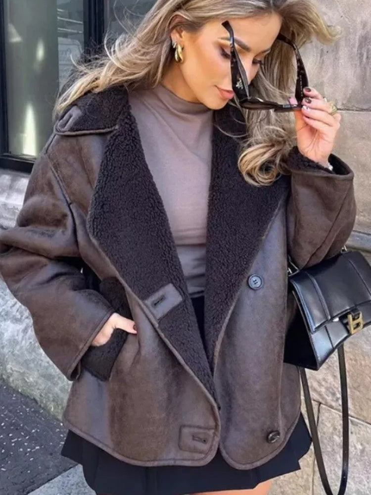 Amelia | Classic Oversized Shearling Fur Coats for Women