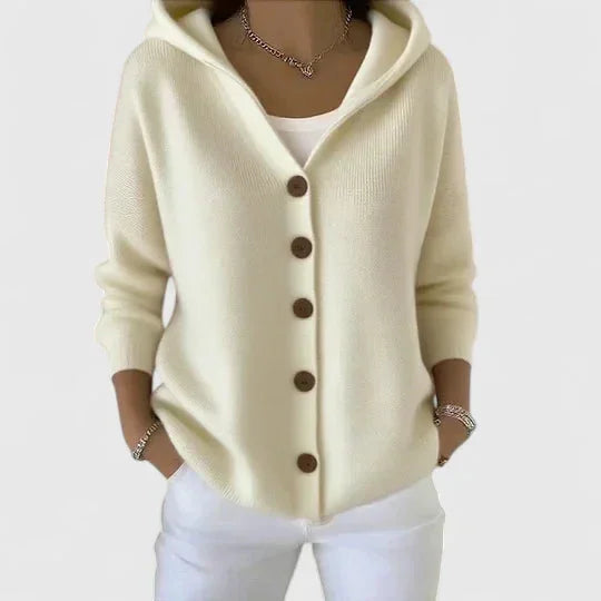 Amelia | Cosy Button-Front Hooded Cardigan Sweater Hoodie