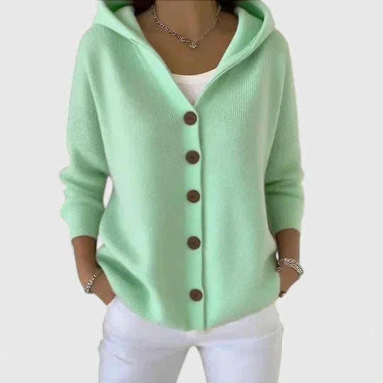 Amelia | Cosy Button-Front Hooded Cardigan Sweater Hoodie