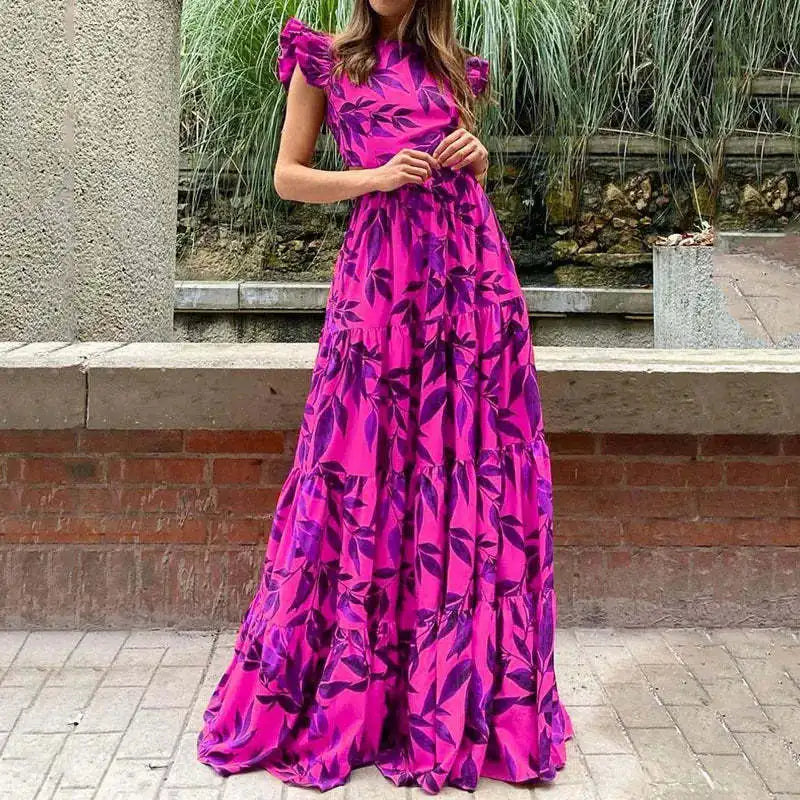 Amelia | Sophisticated Ruffle Sleeve Floral Autumn Wedding Guest Dress