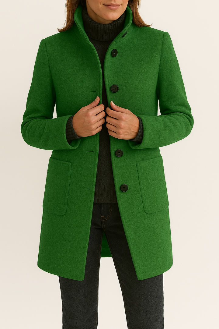 Amelie | Refined Plus Size Coat with High Neck and Patch Pockets