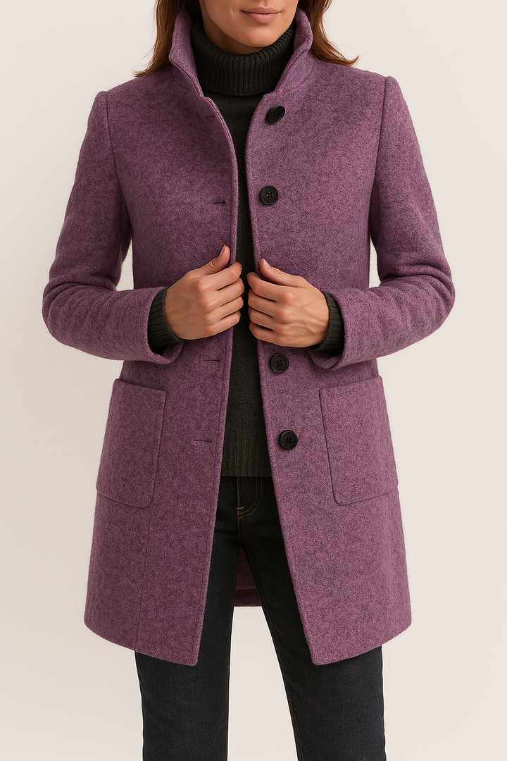Amelie | Refined Plus Size Coat with High Neck and Patch Pockets