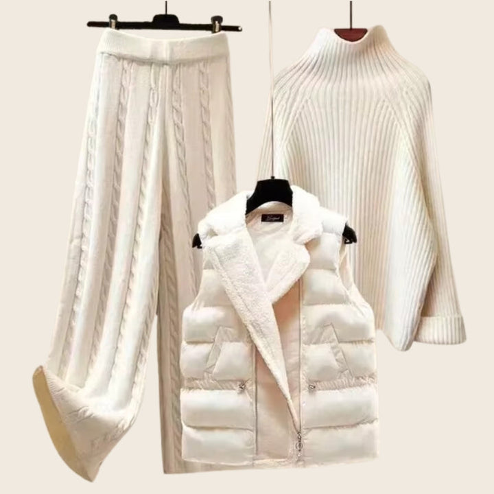 Amelie | Stylish Three-Piece Wide Leg Knit Lounge Set