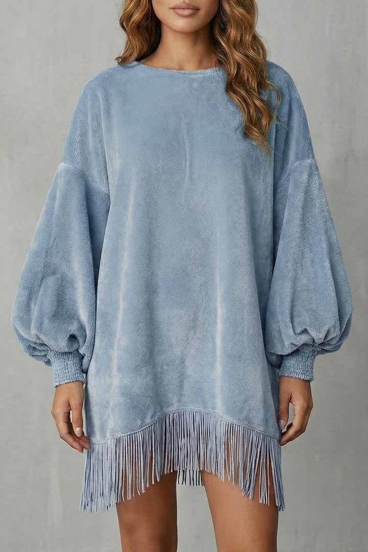 Amelie | Timeless Balloon Sleeve Fringe Jumper Dress