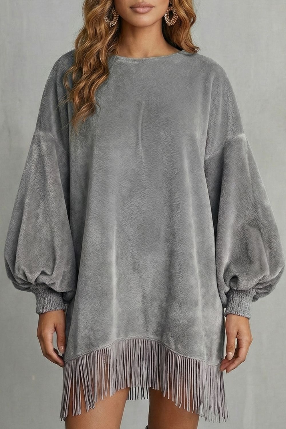 Amelie | Timeless Balloon Sleeve Fringe Jumper Dress