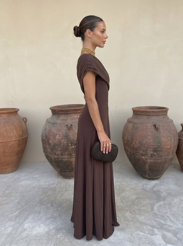 Arabella | Elegant One Shoulder Draped Christmas Dress