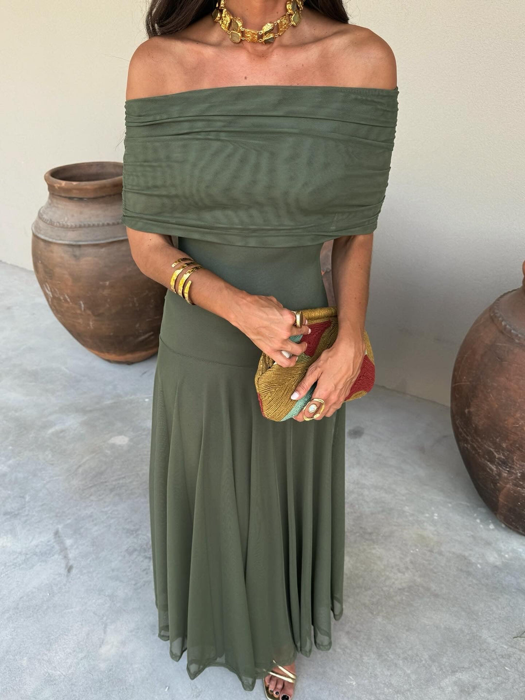 Arabella | Elegant One Shoulder Draped Christmas Dress