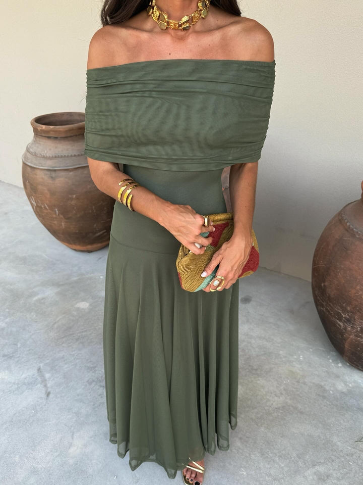 Arabella | Elegant One Shoulder Draped Christmas Dress