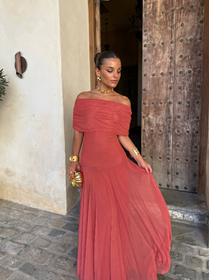 Arabella | Elegant One Shoulder Draped Christmas Dress