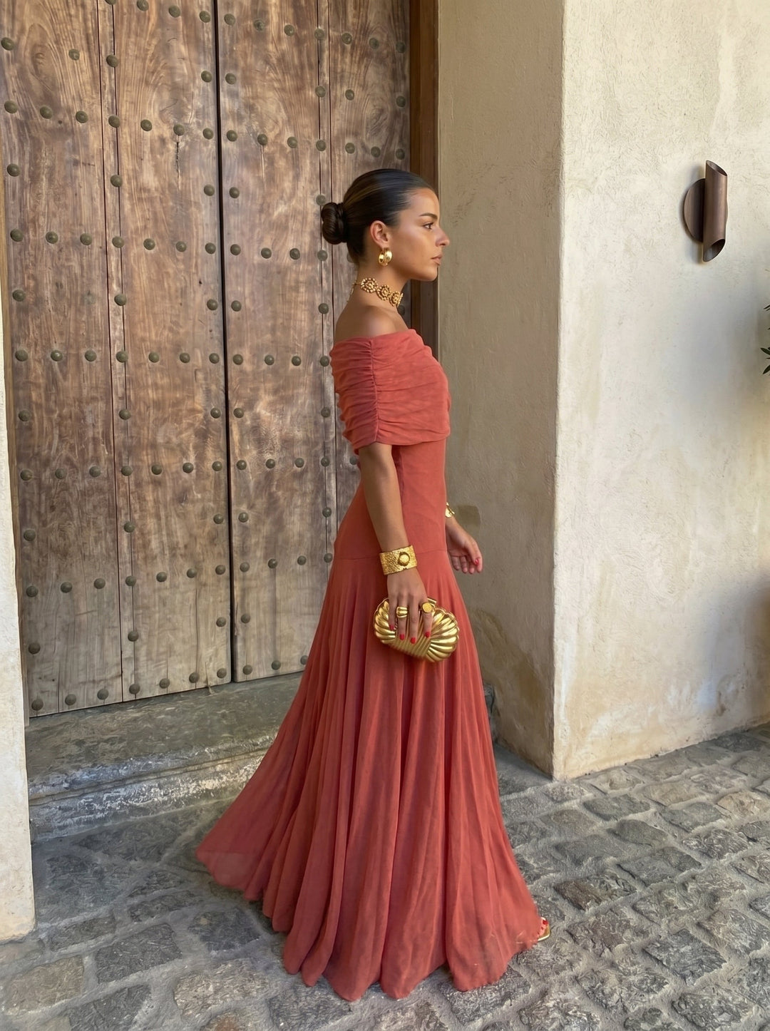 Arabella | Elegant One Shoulder Draped Christmas Dress